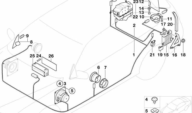 Acute Right Rear Speaker OEM 65138361600 for BMW E36 {316g, 316i, 318tds}. Original BMW.