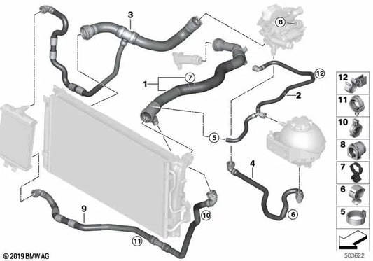 Kühler-AS-Expansionsrohr für BMW F20N, F21N, F22, F23, F30N, F31N, F35N, F32, F36 (OEM 17127647293). Original BMW