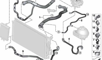 Soporte para manguera de refrigerante OEM 17127615464 para BMW F20, F21, F22, F23, F45, F46, F30, F31, F34, F32, F33, F36, F48, F39, F55, F56, F57, F54, F60. Original BMW.