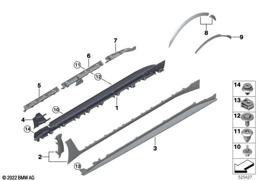 Rockauskleidung rechts Teil für die BMW 4 G26 -Serie (OEM 51775A360F8). Original BMW