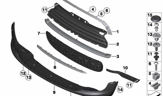 Parrilla delantera del capó OEM 51117229335 para MINI R56, R56 LCI, Clubman R55 LCI... y más. Original MINI.