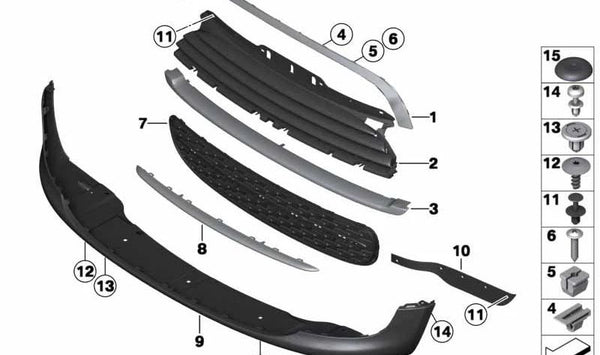 Parrilla delantera del capó OEM 51117229335 para MINI R56, R56 LCI, Clubman R55 LCI... y más. Original MINI.