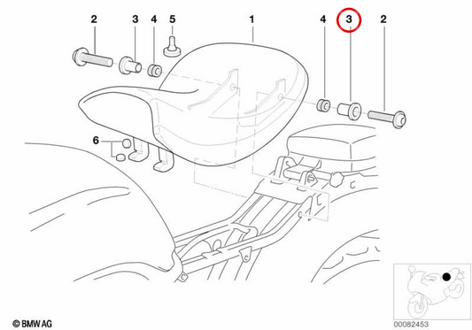 Casquillo de asiento OEM 52512328518 para motos BMW R 850 C, R 1200 C, R 1200 C Montauk, R 1200 C Independent y R 1200 CL. Original BMW Motorrad.