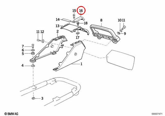 Support arrière OEM 52532308463 pour motos BMW K1 (K589) 1988-1993. BMW Motorrad d'origine.