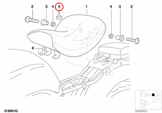 Tope de goma de asiento OEM 52532324922 para motos BMW K1200GT, K1300GT, R850C, R1200C, R1200C Montauk, R1200C Independent, R1200RT… y más. Original BMW Motorrad