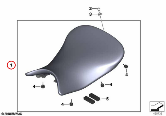 Sella pilota alta 850 mm OEM 52535A250A5 per BMW S 1000 R, M 1000 R. Originale BMW Motorrad.