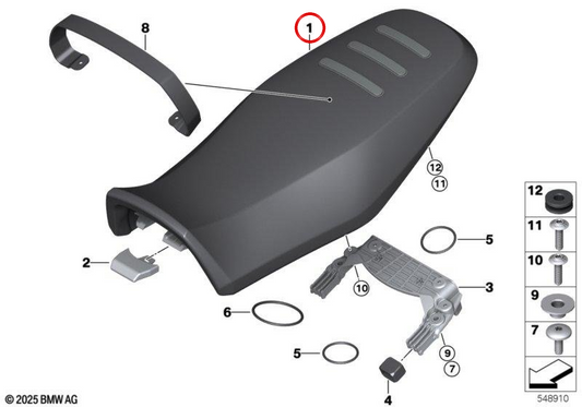 Sella Rally alta nera OEM 52535A7A8C3 per moto BMW R 12 G/S. Originale BMW Motorrad.