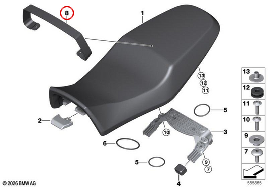 Cintura di fissaggio sedile rossa OEM 52535A83E99 per moto BMW R 12 G/S (0N21) Originale BMW Motorrad