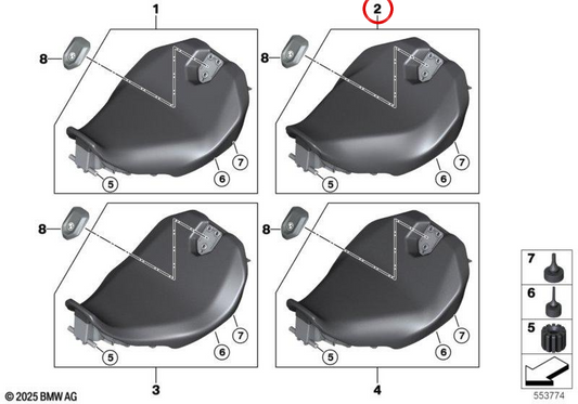 Sella pilota Sport alta OEM 52535B44BE2 per moto BMW R 1300 R e R 1300 RS. Originale BMW Motorrad.