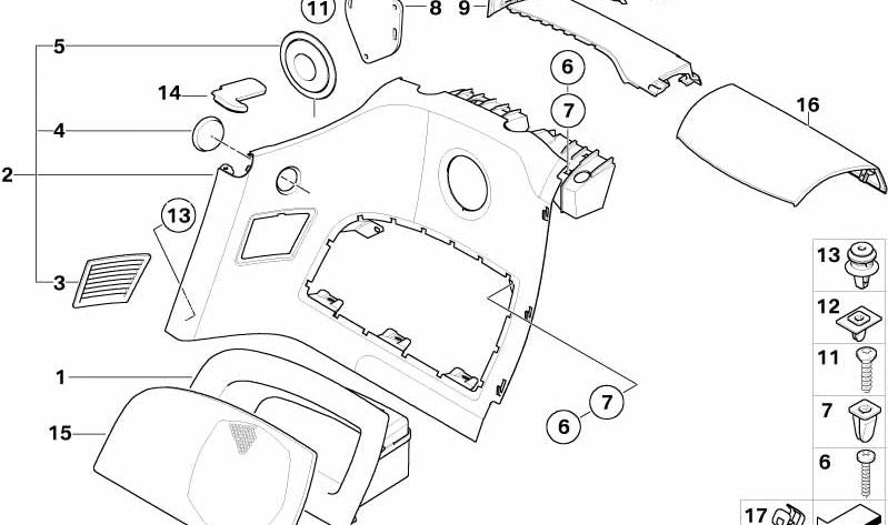 Right insert for BMW E85, E86 (OEM 51167055058). Original BMW.