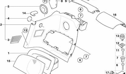 Rejilla de ventilación trasera izquierda OEM 51437057939 para BMW Z4 (E85, E86). Original BMW