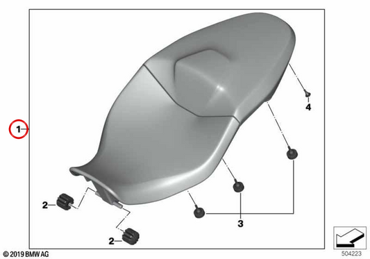 Sella bassa M nera OEM 52537108146 per moto BMW M 1000 XR e S 1000 XR (dal 2023). Originale BMW Motorrad.