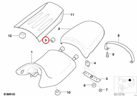 COUVERTURE OEM 5253765360 pour BMW Motorrad R 1150 R (RR28, 1999-2006) et R 850 R (RR28, 2002-2007). Pièce BMW Motorrad originale.