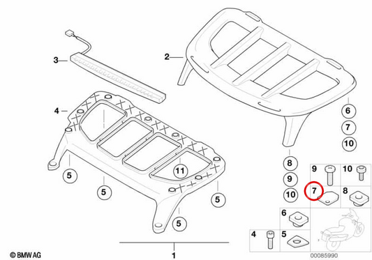Vordere rechte Distanzbuchse OEM 52537655234 für BMW Motorrad K 1200 LT, K 1200 RS. Original BMW Motorrad.