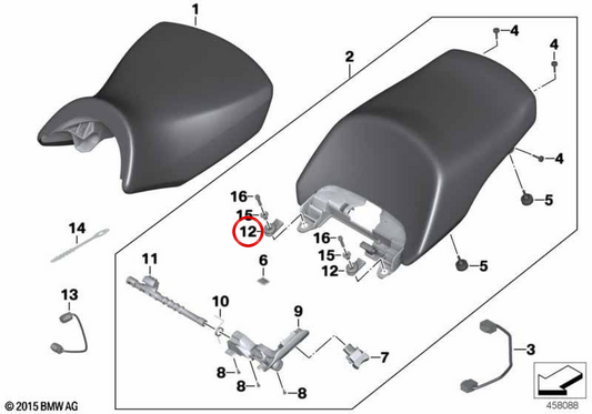Capa de borracha do assento OEM 52537728220 para motos BMW K 1600 GT, K 1600 GTL, R 1200 RT, R 1250 RT… e mais. Original BMW Motorrad.