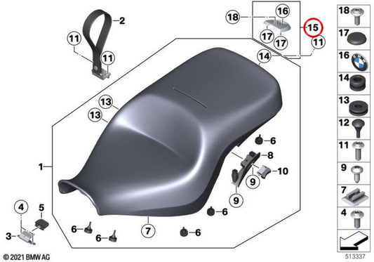 Schwarzer Plaquettenträger OEM 52537915197 für BMW Motorrad R18 Roctane, R18 Roctane 25, R18 B. Original BMW Motorrad.
