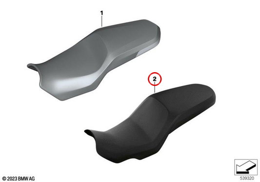 Sella extra-bassa nera monoposto OEM 52537921810 per BMW F 750 GS, F 800 GS, F 850 GS, F 900 GS, F 850 GS Adventure, F 900 GS Adventure. Originale BMW Motorrad