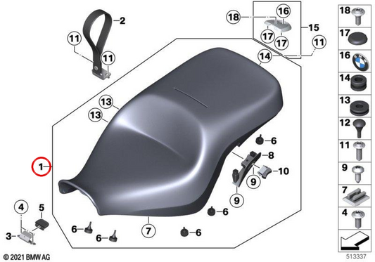 Asiento bajo calefactado negro OEM 52538375109 para motos BMW R 18 B y R 18 Transcontinental Original BMW Motorrad