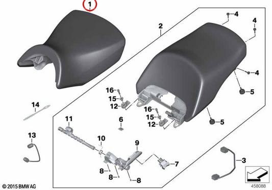 Sedile pilota riscaldato marrone “sella” OEM 52538393633 per BMW K 1600 GT, K 1600 GTL. Originale BMW Motorrad.