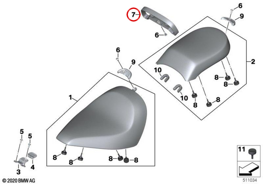 Cinghia di fissaggio sedile OEM 52538403749 per moto BMW R 18 e R 18 Classic K34… e altro. Originale BMW Motorrad.