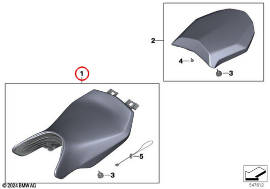 Asiento del conductor alto negro 820 mm OEM 52538534318 para motos BMW R 1200 R, R 1250 R, R 1200 RS, R 1250 RS. Original BMW Motorrad.