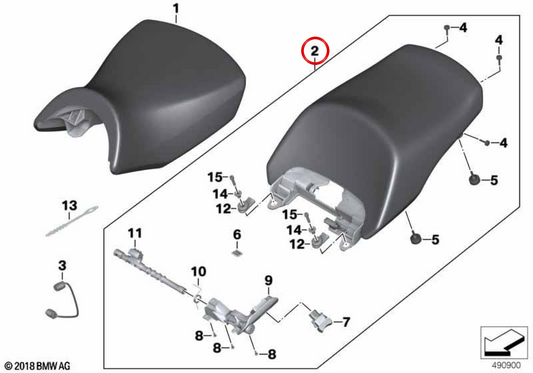 Siège passager OEM 52538546819 pour motos BMW K 1600 GT, K 1600 GTL (K48) Original BMW Motorrad