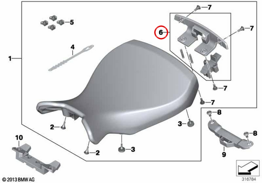 Seat lock set OEM 52538549476 for BMW R nineT, R nineT Pure, R nineT Scrambler, R nineT Racer, R nineT Urban G/S motorcycles... and more. Original BMW Motorrad.