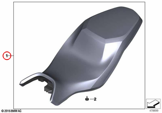 Asiento corrido bajo negro OEM 52538562135 para motos BMW G 310 GS y G 310 R. Original BMW Motorrad.