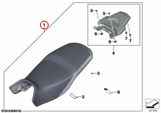 Juego de asiento Rallye bajo negro con placa portaequipajes OEM 52538564243 para motos BMW R 1200 GS K50, R 1250 GS K50. Original BMW Motorrad.