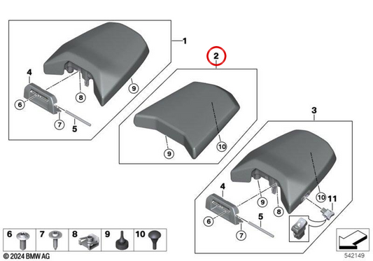 Asiento trasero Sport negro/rojo OEM 52538829436 para motos BMW R 1300 GS Adventure (KA2), asiento del acompañante, Original BMW Motorrad