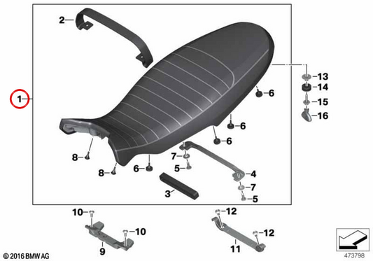 Sella alta urbana nera Urban Espresso OEM 52539446511 per BMW R nineT, R nineT Pure, R nineT Scrambler, R nineT Urban G/S… e altri. Originale BMW Motorrad.
