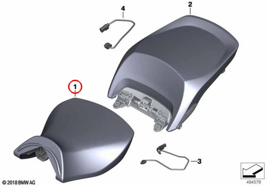 Sella comfort riscaldata conducente nera OEM 52539832049 per moto BMW R 1200 RT, R 1250 RT Original BMW Motorrad