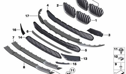 Central Gride PRISH Front OEM 51117303752 per BMW E84. Sostituzione BMW originale.