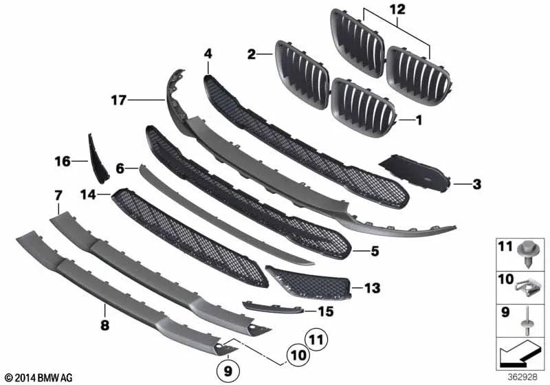 Links de Zierssteg para BMW E84 (OEM 51117303761). BMW original.