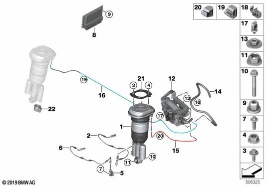 Wheel Acceleration Sensor Cable for BMW 5 Series G31, G31N, G38, 6 Series G32, G32N (OEM 37146874007). Original BMW