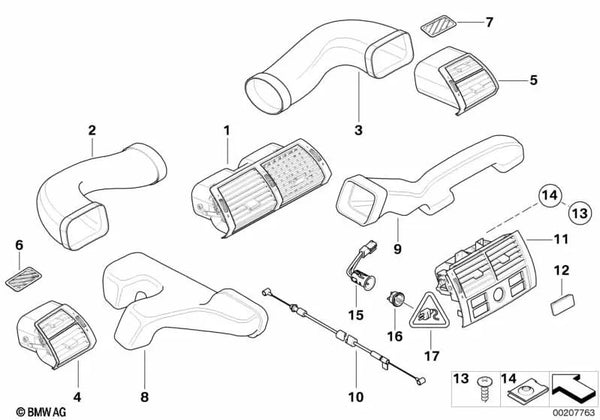 Rejilla del conducto de descongelado izquierda para BMW E53 (OEM 64228402219). Original BMW