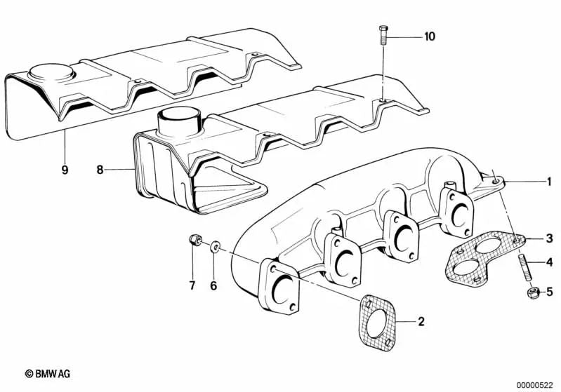 Junta sem amianto para BMW Série 3 E21, E30 Série 5 E12, E28 Série 6 E24 Série 7 E23 (OEM 18111728363). BMW original