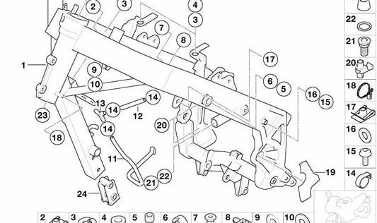 Pieza de unión OEM 11437688996 para motos BMW F650CS (K14). Original BMW Motorrad.