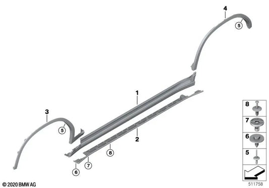 Links unterer Rockabdeckung für BMW E46, F30, F80 (OEM 51775A48557). Original BMW