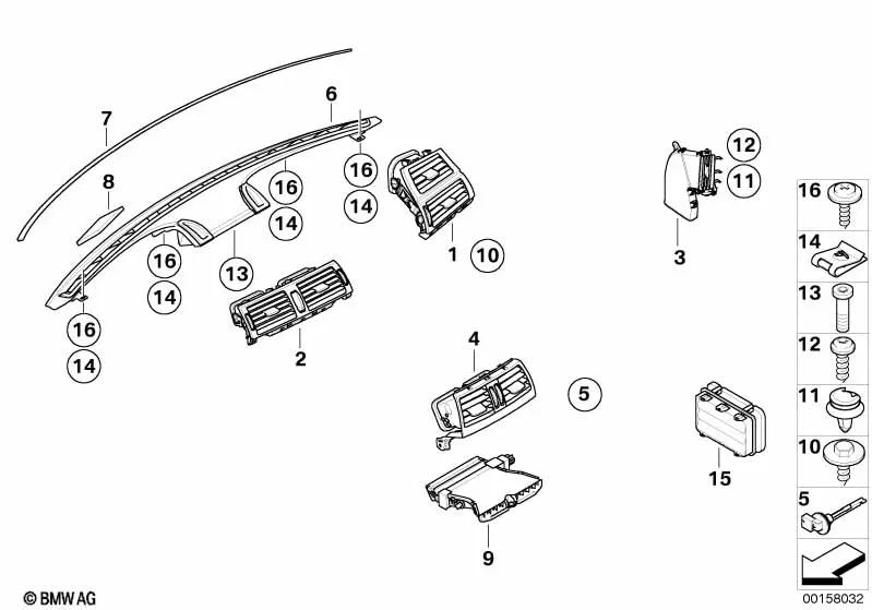 Right air vent for BMW X5 E70, E70N X6 Series E71, E72 (OEM 64229227768). Original BMW.