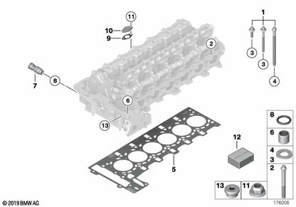 Asbestos free cylinder head gasket for BMW E81, E82, E87, E88, E90, E91, E92, E93, E60, E61, F10, F11, F18, E63, E64, E65, E66, F01, F02, E84, E83N, F25, E70, E85, E86, E89 (OEM 11127553209). Genuine BMW