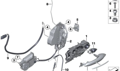 Cable interior tirador puerta OEM 51217225004 para BMW F12, F12N, F13, F13N. Original BMW.