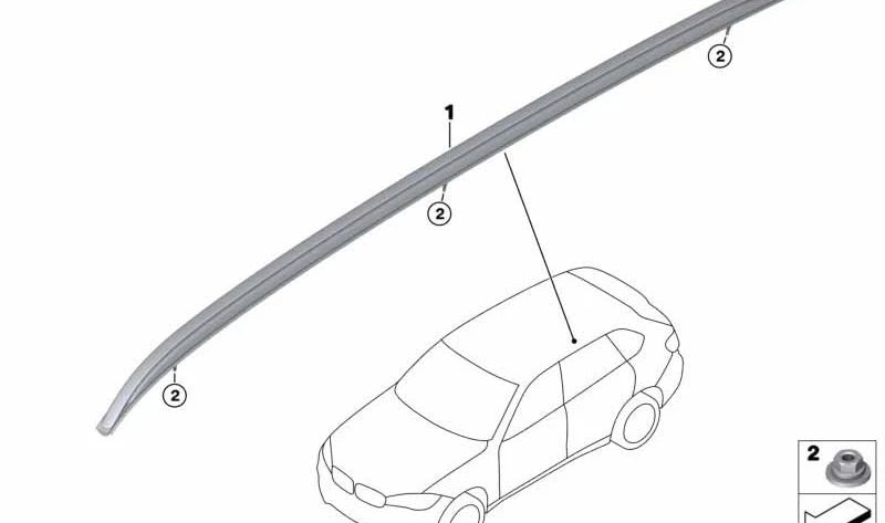 Baca de techo izquierda OEM 51137295815 en negro mate para BMW X5 F15. Accesorio original BMW.