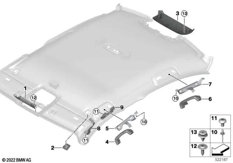 Left rear handle for BMW G20, G20N, G21, G21N 3 Series, G26 4 Series, G30, G30N, G31, G31N, G38 5 Series, G32, G32N 6 Series, G11, G11N, G12, G12N 7 Series, G01, G01N X3, G05 X5, G07 X7 (OEM 51167 475735). Genuine BMW