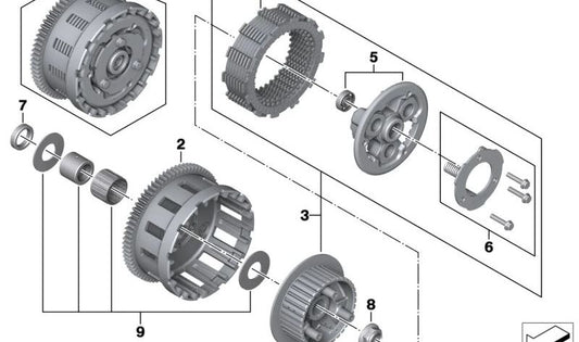 Juego de discos de embrague OEM 21218406741 para motos BMW F 750 GS, F 850 GS, F 900 R, F 900 XR... y más. Original BMW Motorrad.