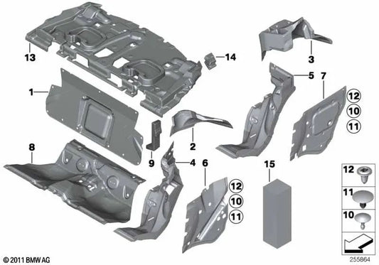 Rear floor sound insulation for BMW F12, F13 (OEM 51487225721). Original BMW.
