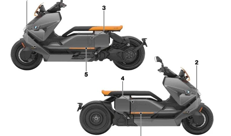 Ala lateral decorativa izquierda OEM 51147924453 para BMW Motorrad CE 04 (CK07, CE04, C51IA4). Original BMW Motorrad.