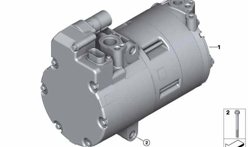 Compresor de aire acondicionado eléctrico OEM 64529496106 para BMW F45, F30, G20, G21, G30, G31, G11, G12, F48, F39, G01, F15, F60. Original BMW.