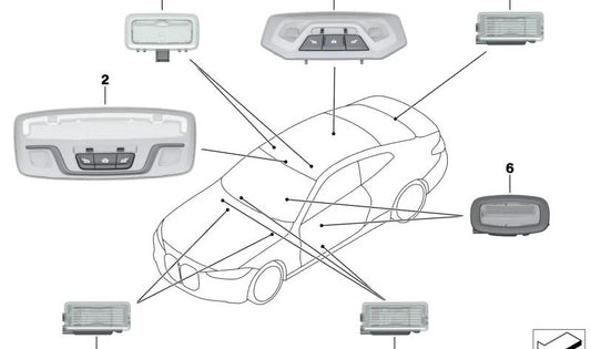 LED Trunk Light for BMW 2 Series G42, G87, 3 Series G20, G21, G28, G80, G81, 4 Series G22, G23, G26, G82, G83 (OEM 63316998134). Original BMW