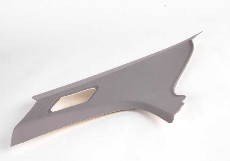 Embellecedor derecho pilar C OEM 51438225576 para BMW E46. Color gris claro. Pieza original BMW. Ideal para sustituir tapa interior trasera del lado derecho.
